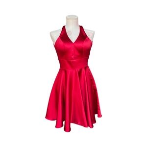 Alyce Paris Halter Fit and Flare Cocktail Dress Cherry Red - 0